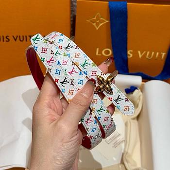 Fortok Louis Vuitton x Takashi Murakami Monogram Multicolor Belt Gold FLoral Buckle