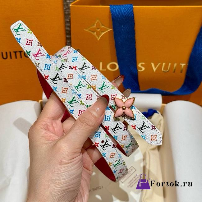 Fortok Louis Vuitton x Takashi Murakami Monogram Multicolor Belt Pink FLoral Buckle - 1