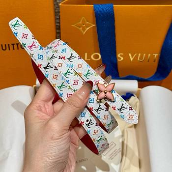 Fortok Louis Vuitton x Takashi Murakami Monogram Multicolor Belt Pink FLoral Buckle