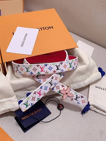 Fortok Louis Vuitton x Takashi Murakami Monogram Multicolor Belt Pink Buckle