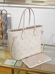 Fortok Louis Vuitton Neverfull MM Beige Monogram Empreinte Leather 31x28x14cm - 5