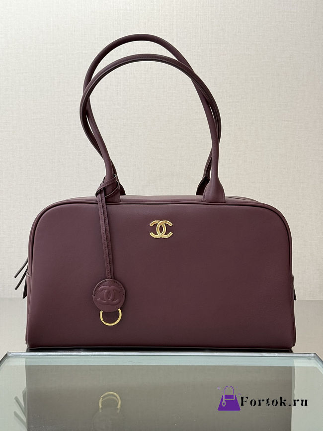 Fortok Chanel 2026ss Bowling Bag CC logo Burgundy 19*35.5*12.5cm - 1