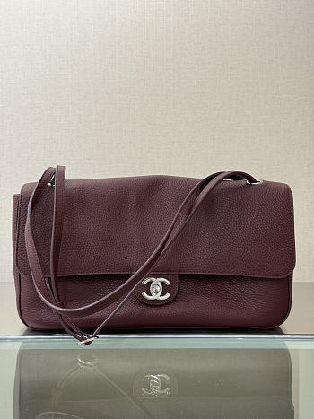 Fortok Chanel 2026ss Chanel Maxi Flapbag Burgundy 19.5*32*10cm
