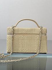 Fortok Chanel Braided Raffia Quilted Top Handle Slim Vanity Case 17x19.5x5cm - 5