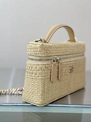 Fortok Chanel Braided Raffia Quilted Top Handle Slim Vanity Case 17x19.5x5cm - 4