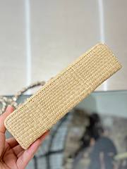 Fortok Chanel Braided Raffia Quilted Top Handle Slim Vanity Case 17x19.5x5cm - 2