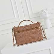 Fortok Chanel Braided Raffia Quilted Top Handle Slim Vanity Case Brown 17x19.5x5cm - 2