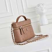Fortok Chanel Braided Raffia Quilted Top Handle Slim Vanity Case Brown 17x19.5x5cm - 3