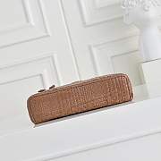 Fortok Chanel Braided Raffia Quilted Top Handle Slim Vanity Case Brown 17x19.5x5cm - 5