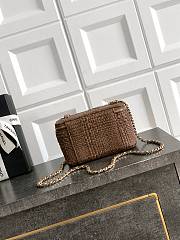 Fortok Chanel 2026ss Classic Vanity Chain bag Braided Raffia Brown 9.5*17*8cm - 2
