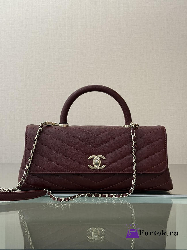 Fortok Chanel Coco Handle bag Burgundy 30-13-6cm - 1