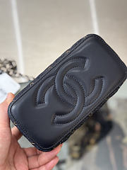 Fortok Chanel Denim Quilted Vanity Case With Chain Dark Blue 9.5*17*8cm - 5