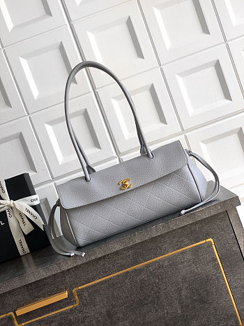Fortok Chanel Grained Calfskin Stitched Urban Essentials Shopping Bag Grey 15x 31x 12cm