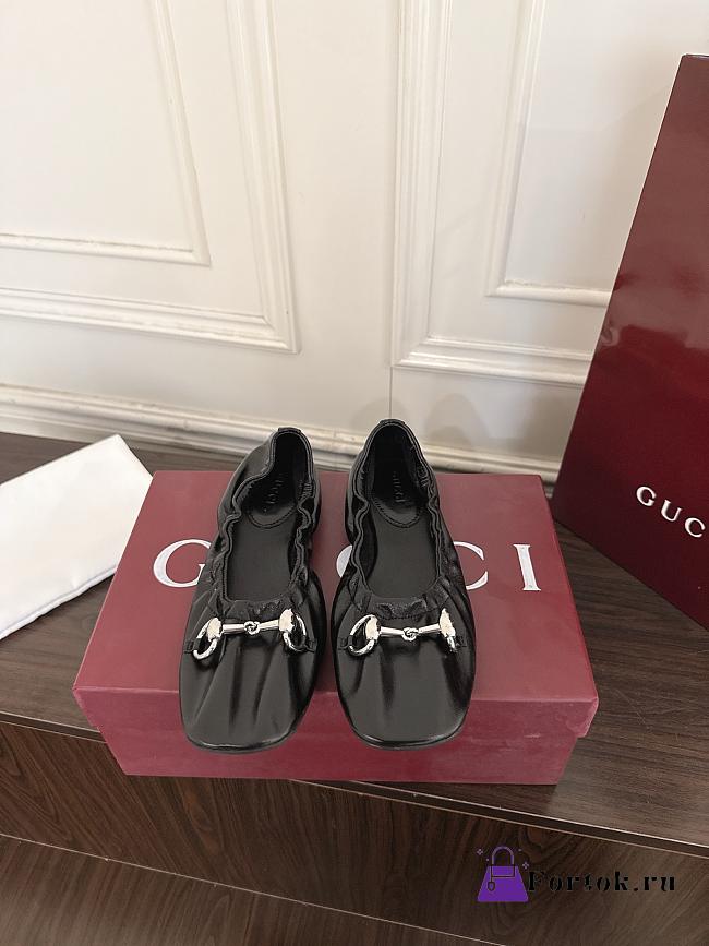 Gucci Prima Horsebit ballet flats Black leather - 1