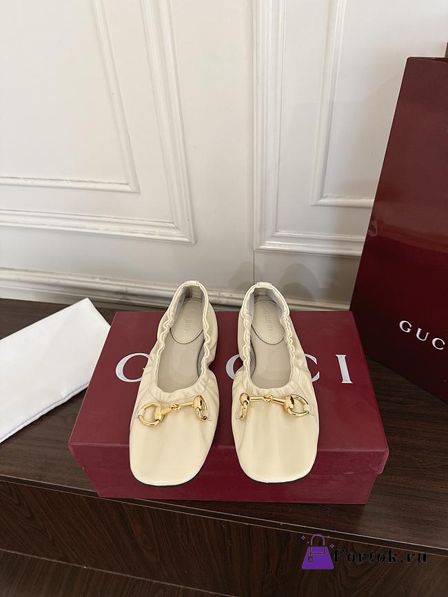 Gucci Prima Horsebit ballet flats White Leather - 1