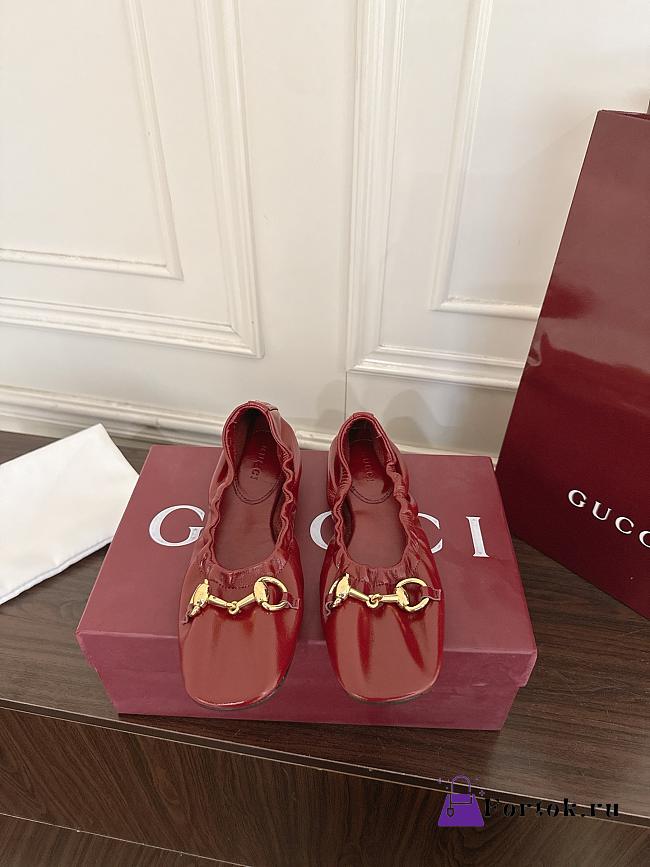 Gucci Prima Horsebit ballet flats Red Leather - 1