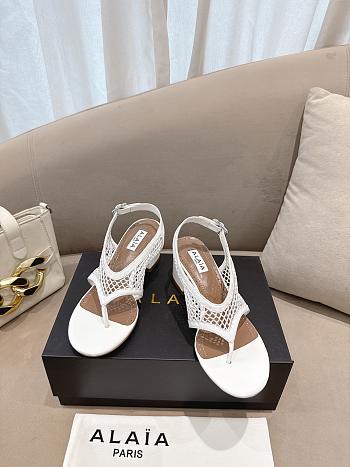 Fortok Alaïa Fishnet thong sandals White 5.5cm