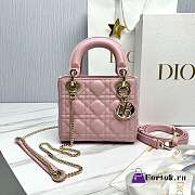 Fortok Dior Lady Dior Bag Cannage Leather Pink 17cm  - 1