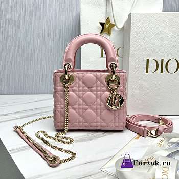 Fortok Dior Lady Dior Bag Cannage Leather Pink 17cm 