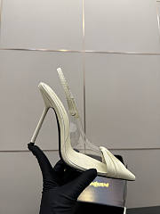 Fortok Saint Laurent Slingback Pumps Pointed Toe White 10.5cm - 5