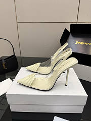 Fortok Saint Laurent Slingback Pumps Pointed Toe White 10.5cm - 4