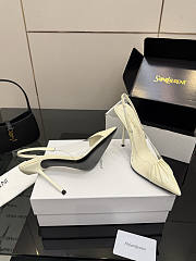 Fortok Saint Laurent Slingback Pumps Pointed Toe White 10.5cm - 2