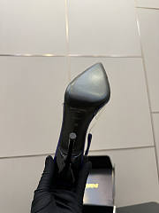 Fortok Saint Laurent Slingback Pumps Pointed Toe Navy Blue 10.5cm - 2