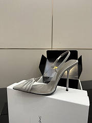 Fortok Saint Laurent Slingback Pumps Pointed Toe Grey 10.5cm - 2
