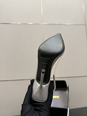 Fortok Saint Laurent Slingback Pumps Pointed Toe Grey 10.5cm - 3