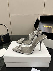 Fortok Saint Laurent Slingback Pumps Pointed Toe Grey 10.5cm - 4