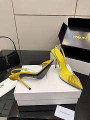 Fortok Saint Laurent Slingback Pumps Pointed Toe Yellow 10.5cm - 2