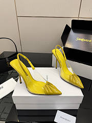 Fortok Saint Laurent Slingback Pumps Pointed Toe Yellow 10.5cm - 6