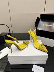 Fortok Saint Laurent Slingback Pumps Pointed Toe Yellow 10.5cm - 3