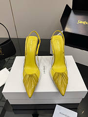 Fortok Saint Laurent Slingback Pumps Pointed Toe Yellow 10.5cm - 4