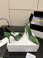 Fortok Saint Laurent Slingback Pumps Pointed Toe Green 10.5cm - 2