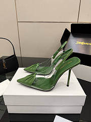 Fortok Saint Laurent Slingback Pumps Pointed Toe Green 10.5cm - 6
