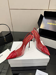 Fortok Saint Laurent Slingback Pumps Pointed Toe Red 10.5cm - 1