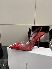 Fortok Saint Laurent Slingback Pumps Pointed Toe Red 10.5cm - 2