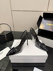 Fortok Saint Laurent Slingback Pumps Pointed Toe Black 10.5cm - 1