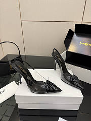 Fortok Saint Laurent Slingback Pumps Pointed Toe Black 10.5cm - 2