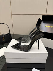 Fortok Saint Laurent Slingback Pumps Pointed Toe Black 10.5cm - 3