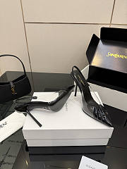 Fortok Saint Laurent Slingback Pumps Pointed Toe Black 10.5cm - 4