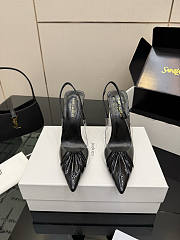 Fortok Saint Laurent Slingback Pumps Pointed Toe Black 10.5cm - 5