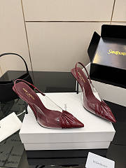 Fortok Saint Laurent Slingback Pumps Pointed Toe Burgundy 10.5cm - 5