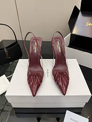 Fortok Saint Laurent Slingback Pumps Pointed Toe Burgundy 10.5cm - 3