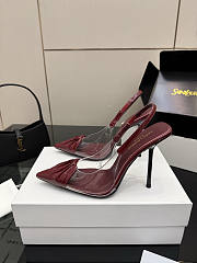 Fortok Saint Laurent Slingback Pumps Pointed Toe Burgundy 10.5cm - 2