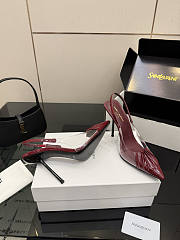 Fortok Saint Laurent Slingback Pumps Pointed Toe Burgundy 10.5cm - 4