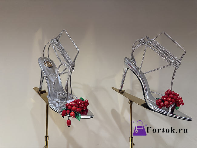 Fortok Saint Laurent MON CHÉRI High Heels Satin Silver - 1