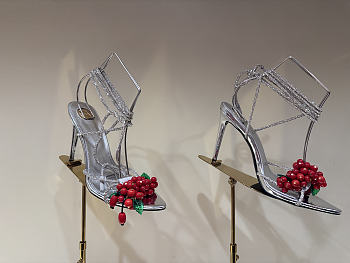 Fortok Saint Laurent MON CHÉRI High Heels Satin Silver