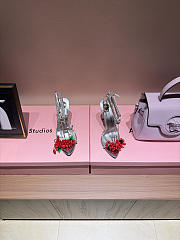 Fortok Saint Laurent MON CHÉRI High Heels Satin Silver - 4